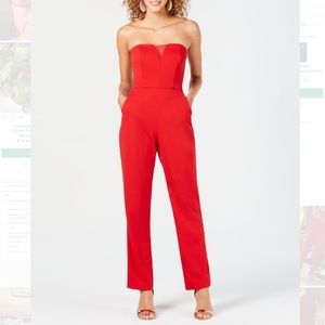 NWT RED STRAPLESS JUMPSUIT SZ 7 or Medium